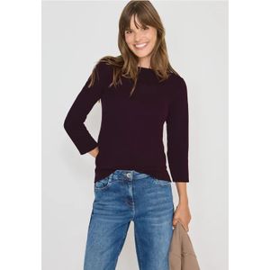 Cecil - Shirt - Eggplant Red - 3/4 Mouwen - Met Boothals