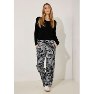 Cecil Dames Loose fit broek met print in Zwart, Gr: XL