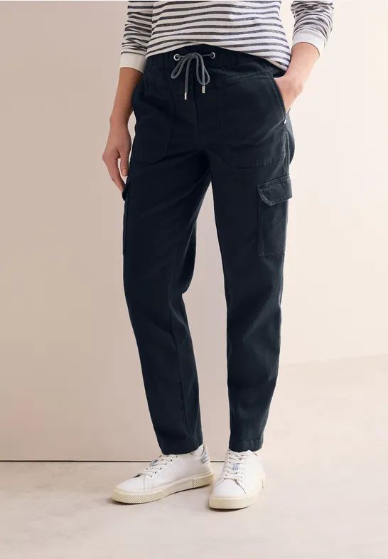 Cecil - Cargobroek - Blauw - Gewassen Look