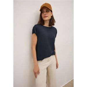 Cecil Dames T-shirt met rimpels in Blauw, Gr: XXL