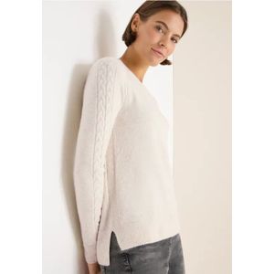 Cecil - Gebreide Trui - Oat Milk Beige Melange - Ronde Hals - Lange Mouwen