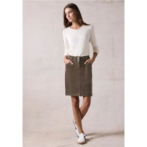 Cecil - Scarlett - Corduroy Rok - Bruin - Knielang met Split en Steekzakken