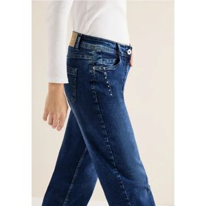 Cecil Dames Wide Legs jeans met klinknagels in Blauw, Gr: 25