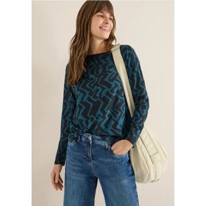 Cecil Dames Gedessineerd shirt met lange mouwen in Groen, Gr: 3XL