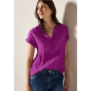 Anemone Pink - Blouse - V-hals - Korte Mouwen - Streepstructuur