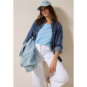 Cecil - Jeanshemd - Blauw - Dames - Lange Mouwen - Lyocellmix met Stretchaandeel