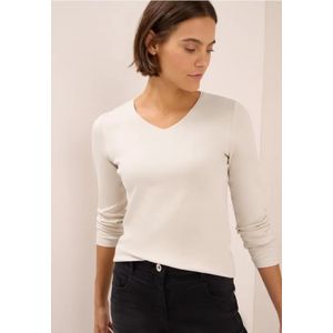Cecil Dames Shirt met lange mouwen en V-hals in Beige, Gr: L