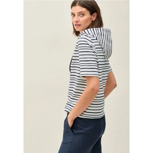 Cecil Dames Gestreept shirt met capuchon in Blauw, Gr: L