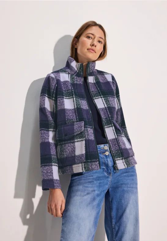 Cecil - Geruit Jasje - Groen - Damesjas - Opstaande Kraag - Ritssluiting