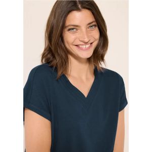 Cecil Dames Shirt met V-hals in Blauw, Gr: XXL