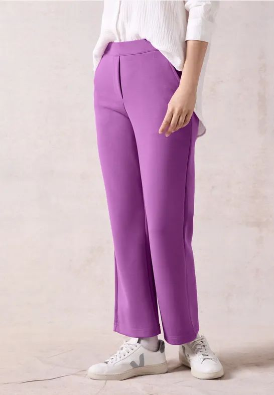 Cecil - Damespantalon - Paars - Los Model - Hoge Taille - Wijde Pijpen