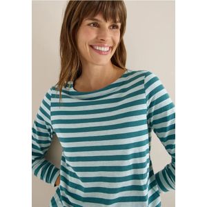 Cecil Dames Gestreept basic shirt in Groen, Gr: L