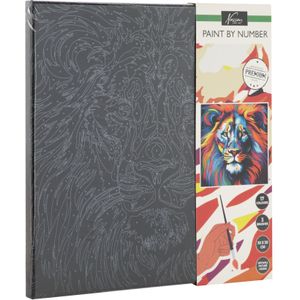 Schilderen op Nummer Luxe Zwart Canvas Leeuw 30x30