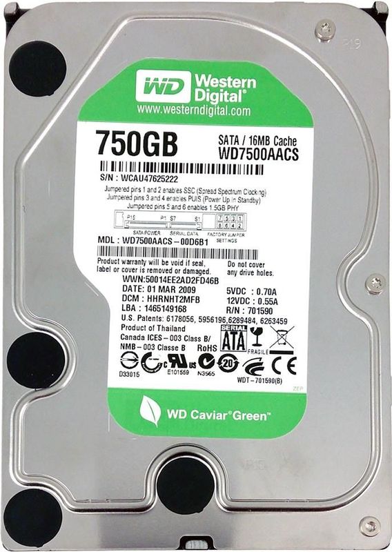 Western Digital Green - Interne harde schijf 3.5" - 750 GB
