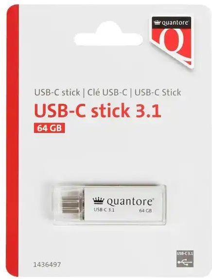 Quantore - USB-C - USB-stick - Zilver - 64GB - 3.1 - 400 stuks
