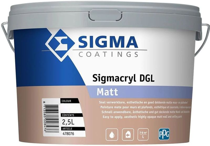 Sigma - Sigmacryl DGL Matt - Verf - Donker - 2,5 Liter