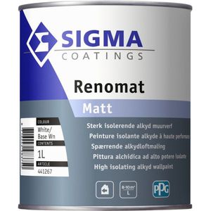 Sigma Renomat Matt - Muurverf 1 liter 100% Wit - Muurverf