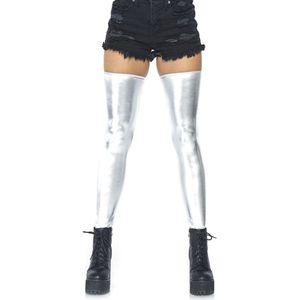 Sexy wetlook thigh highs - Zilver