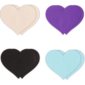 Pretty Pasties - Heart I 4-paar tepelstickers - Paars/zwart/blauw