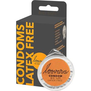 'Latex Free Condoms Big Size', 12 stuks, 66 mm