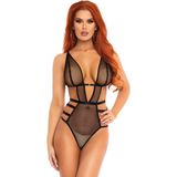 Net cut out g-string teddy