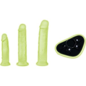 Whipsmart - Glow In The Dark - 4-delige strapon set