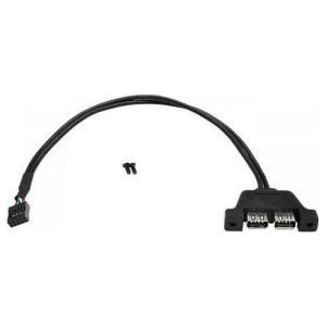 USB Kabel - Zwart - Voor DeskMini Mini-STX Behuizingen - 2x USB-A Aansluitingen