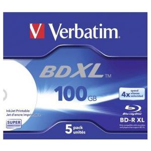 Verbatim BD-R XL Blu-Ray 100GB 4x 5st. Printable Jewelcase