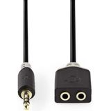 Stereo audiokabel | 3,5 mm male - 2x 3,5 mm female | 0,2 m | Antraciet [CABW22100AT02]