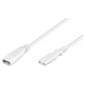 Verlengkabel  Netsnoer Euro male - Female C7 Figure 8 wit 20 cm