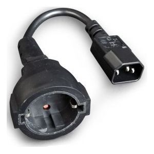 C14 - CEE 7/3 Stroomkabel Voor UPS/PDU - 3x 0,75mm / Zwart - 0,15 Meter