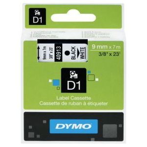 Dymo Tape D1 9mm x 7m Black/White Dymotype: 40913 (eigen voorraad)