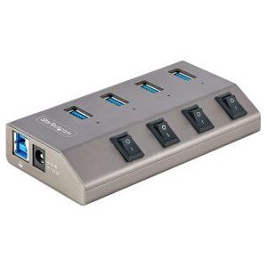 StarTech.com 4-Port Self-Powered USB-C Hub met Individuele On/Off Schakelaars, USB 3.0 5Gbps Expansi