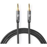 Stereo-Audiokabel | 3,5 mm Male - 3,5 mm Female | Gun Metal Grey | Gevlochten kabel