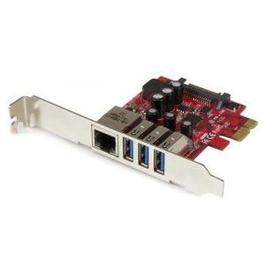 StarTech.com 3-poorts PCI Express USB 3.0-kaart + gigabit Ethernet