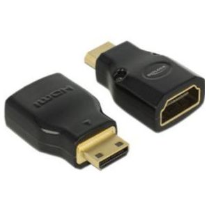 Delock 65665 Adapter High Speed HDMI met Ethernet  HDMI Mini-C male > HDMI-A female 4K zwart