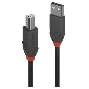 Lindy 36671 0.5m USB A USB B Mannelijk Vrouwelijk Zwart, Grijs USB-kabel