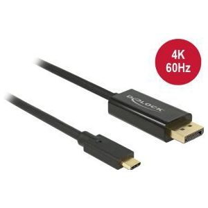 Delock 85257 Kabel USB Type-C male > DisplayPort male (DP Alt Mode) 4K 60 Hz 3 m zwart