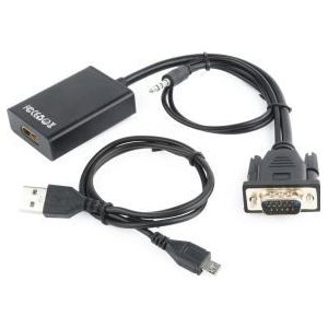 Gembird A-VGA-HDMI-01 tussenstuk voor kabels HDMI 19 pin Zwart