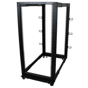 StarTech.com 25U open-frame serverrekkast met 4 stijlen met instelbare diepte incl. zwenkwielen/stel