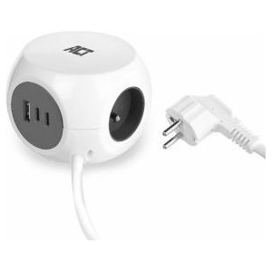 ACT AC2425 power uitbreiding 1,5 m 3 AC-uitgang(en) Binnen Wit