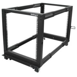 StarTech.com 12U open-frame serverrack met 4 stijlen met verstelbare diepte incl. zwenkwielen/stelpo