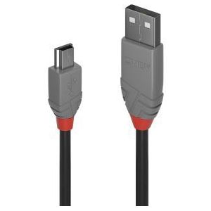 Lindy 36721 Anthra Line USB-kabel 0,5 m USB A Mini-USB B Mannelijk Zwart, Grijs