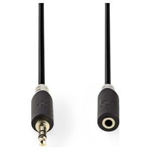 Stereo audiokabel | 3,5 mm male - 3,5 mm female | 5,0 m | Antraciet