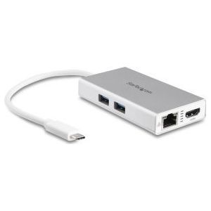 StarTech.com USB-C Multiport laptop adapter Power Delivery 4K HDMI GbE USB 3.0 zilver & wit