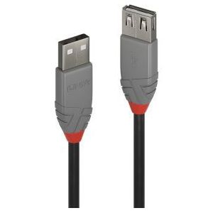 Lindy 36704 USB-kabel 3 m USB A Mannelijk Vrouwelijk Zwart, Grijs