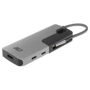 ACT USB-C naar HDMI female multiport adapter met PD Pass-Through 60W, 4K, USB-A , USB-C, kaartlezer