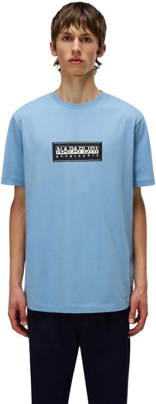 Napapijri - S-Box Logo SS - T-shirt - Faded Denim - Katoen