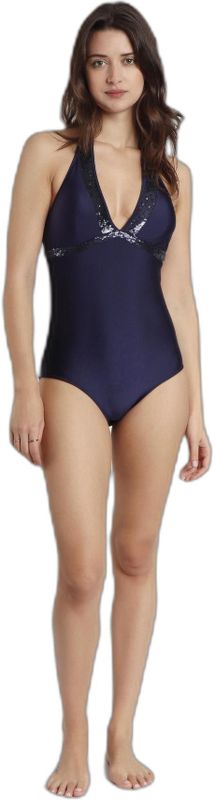 Admas - Halter Pailletten Badpak - Marineblauw - Dames