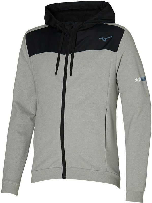 Mizuno - Sportjack - Katoen - Heren - Met Capuchon - Geruwde Stof - Logo op Borst